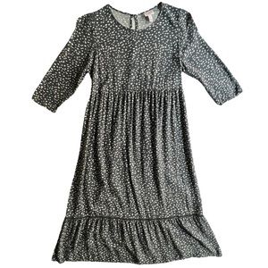 Maternity Gray and White Animal Print Polka Dot Love Dot Pattern Dress